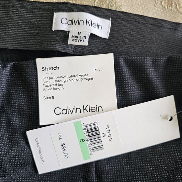 vintage Calvin Klein Pants Women’s Size 8 Gray  Skinny Pull On Dress - Picture 8 of 9